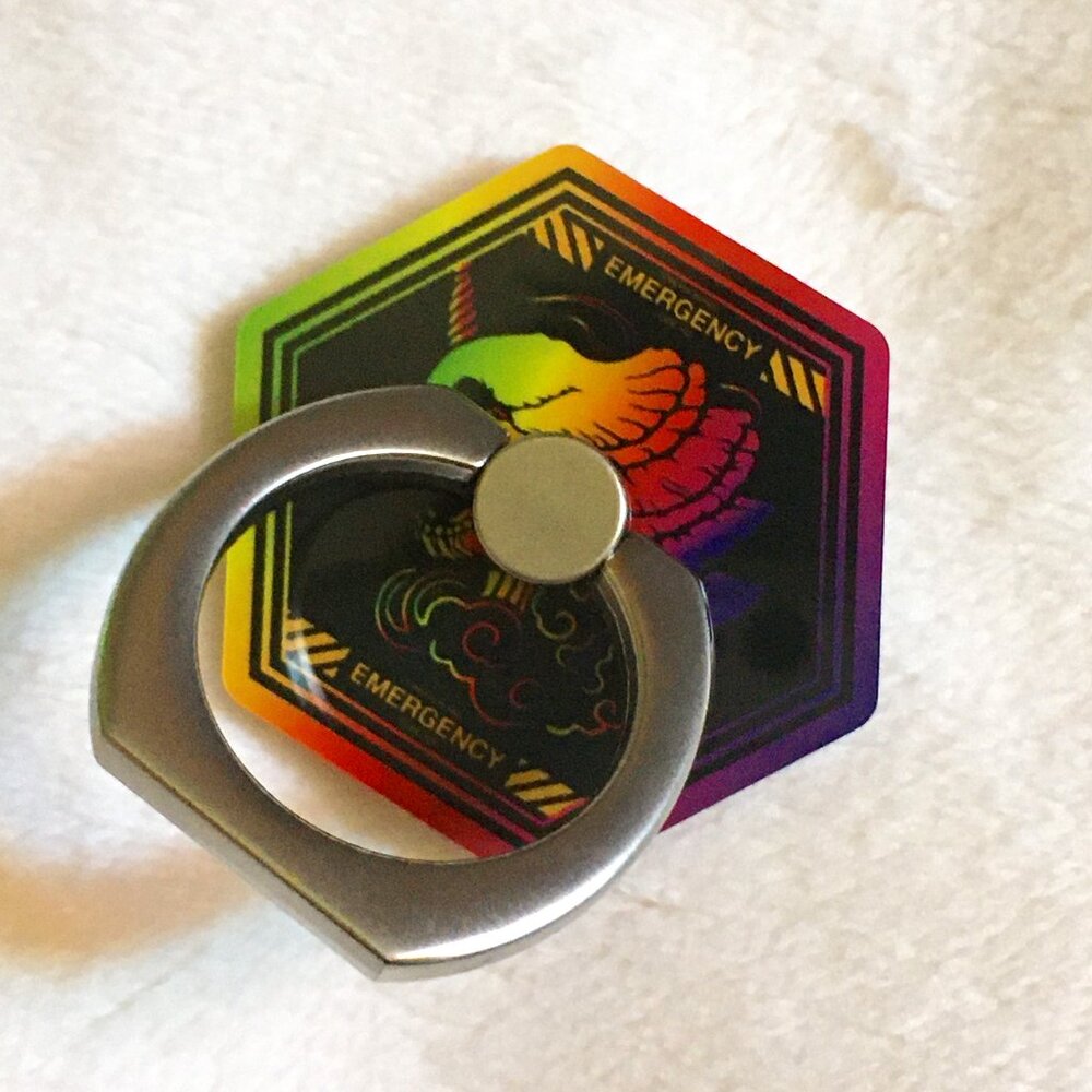 Kaiju Alert Acrylic Phone Ring | Japanese Monster Art Grip & Stand